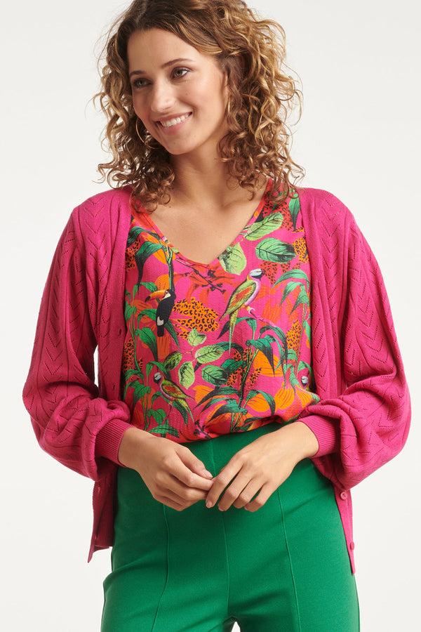 Smashed Lemon 24120 Losvallende Zomer Cardigan | Pink
