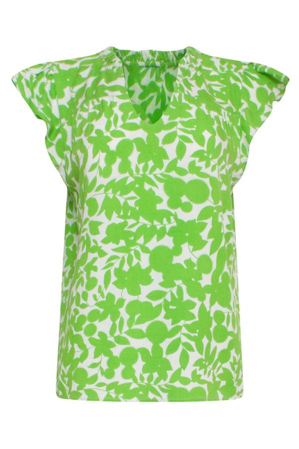Smashed Lemon 24134 Fel Top Met Bladerprint | Off White-Green