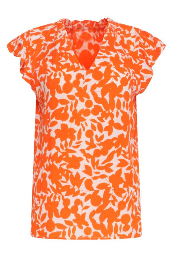 Smashed Lemon 24136 Orange Top Met Bladerprint | Off White-Orange