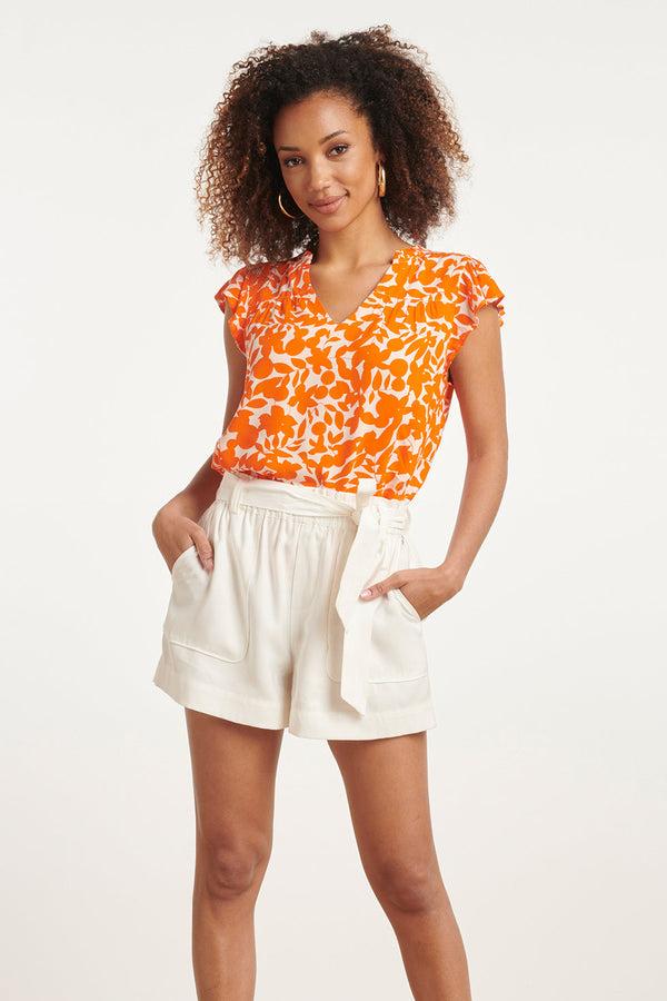 Smashed Lemon 24136 Orange Top Met Bladerprint | Off White-Orange