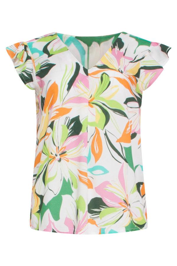 Smashed Lemon 24149 Zomer Top Met Bloemenprintlevendige En | Off-White-Multicolour