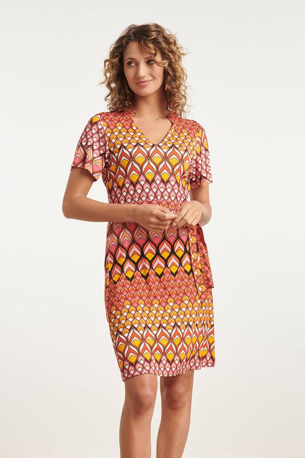 smashed lemon 24153 Zomerjurk Met Retro Grafische Print | Muticolour