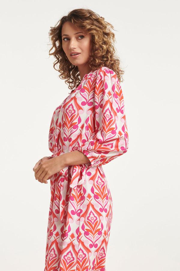 Smashed Lemon 24159 Zomerjurk Met Ornamentprintverschillende Tinten | White-Multicolour