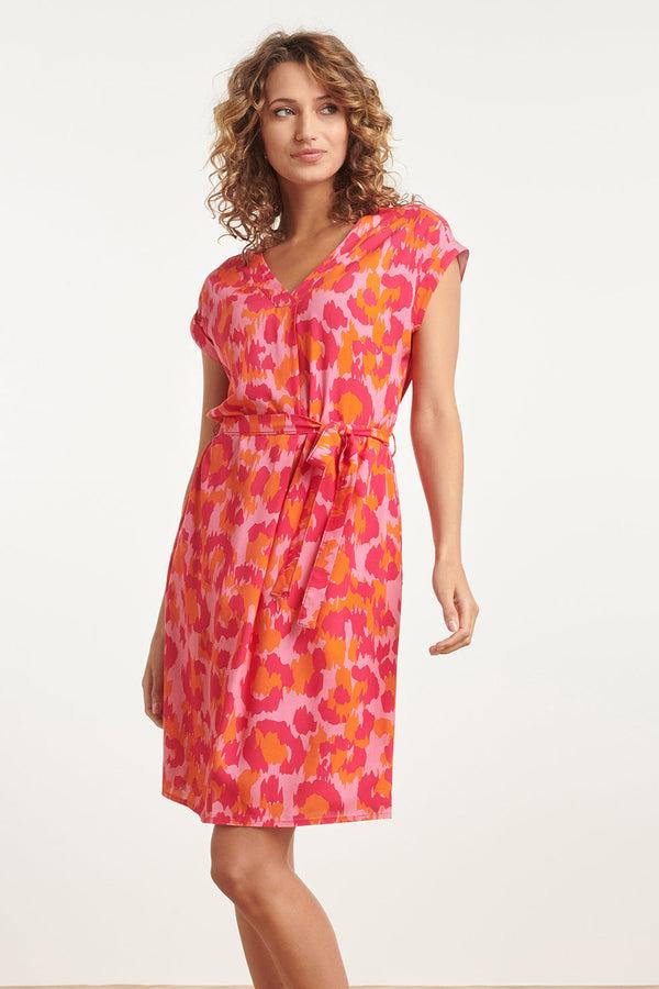 smashed lemon 24161 Klassieke Jurk Met Gedurfd Cheetah Patroonfuchsia | Pink-Multicolour