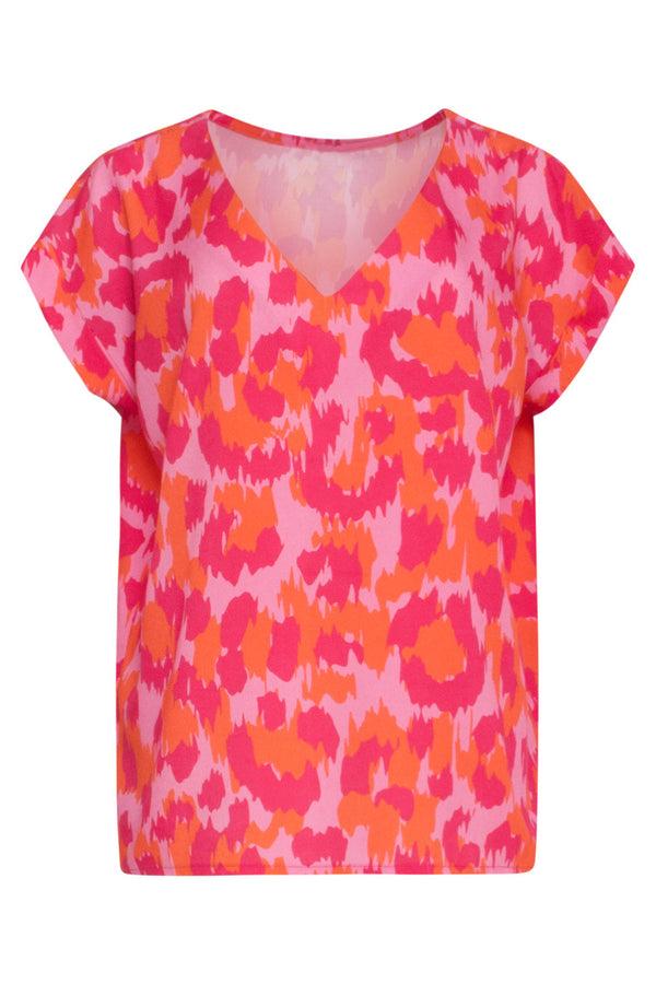 Smashed Lemon 24162 Top Met Gedurfd Cheetah Patroonfuchsia | Pink-Multicolour
