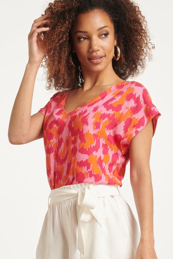 Smashed Lemon 24162 Top Met Gedurfd Cheetah Patroonfuchsia | Pink-Multicolour