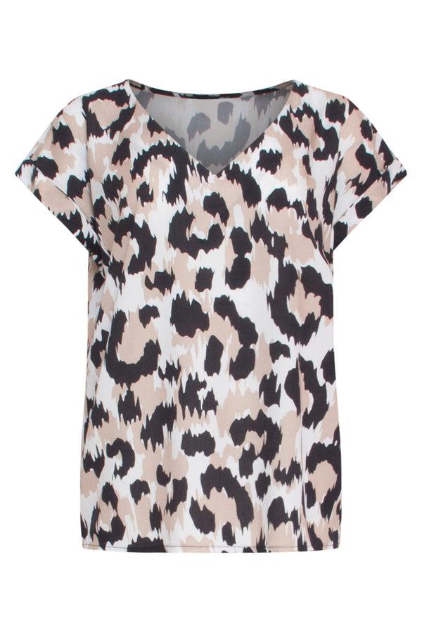 Smashed Lemon 24164 Top Met Gedurfd Cheeta Patroon | Offwhite-Black