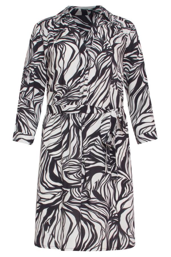 Smashed Lemon 24165 Simple Chic Abstracte Print Jurk | Sand-Black