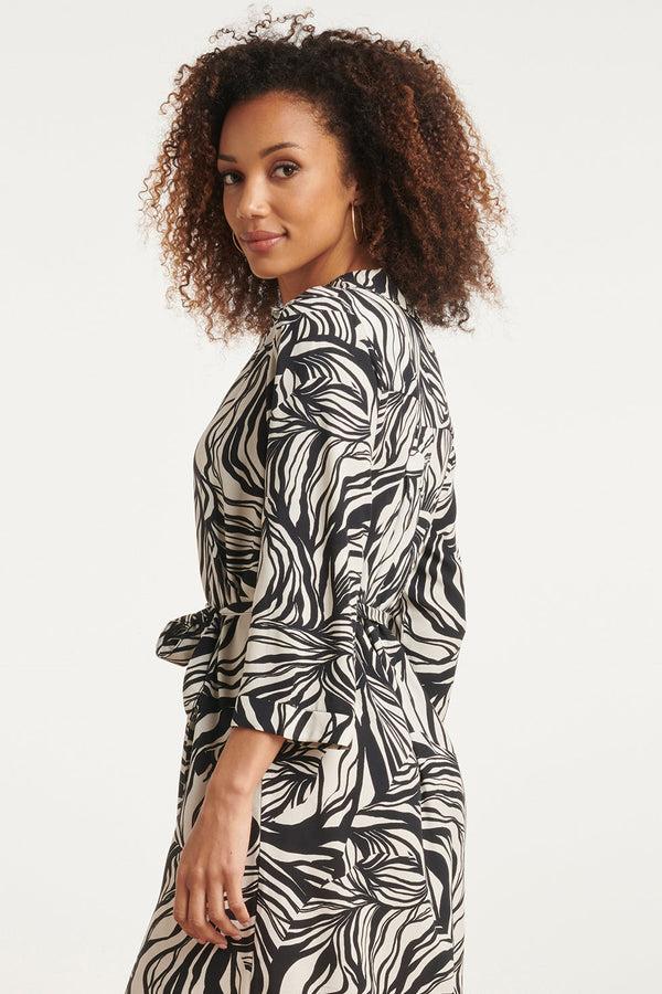 Smashed Lemon 24165 Simple Chic Abstracte Print Jurk | Sand-Black