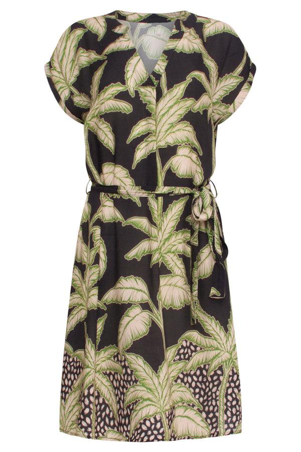 smashed lemon 24167 Donkere Tropische Jurk | Blackwhite