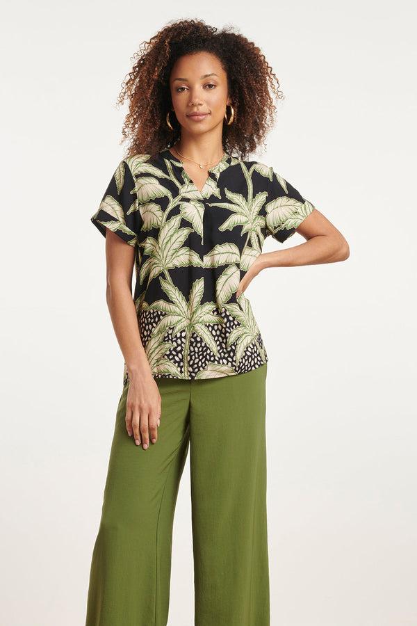 Smashed Lemon 24168 Donkere Tropische Top | Blackwhite