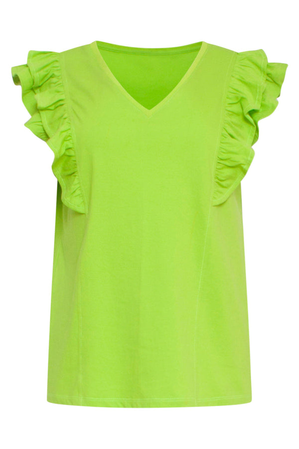 Smashed Lemon 24171 Basic Top Met Speelse Dubbele Ruches | Lime
