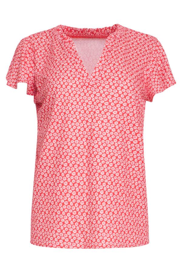 Smashed Lemon 24176 Flowy Top Met Te Bloemenprint | Red-White