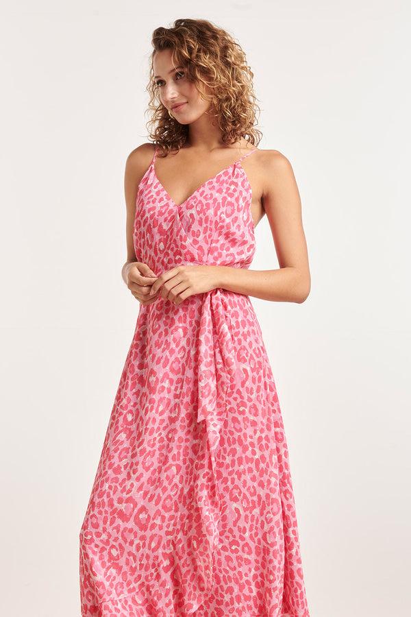 Smashed Lemon 24300 Maxi Zomerjurk Met Animal Print | Baby Pink-Pink