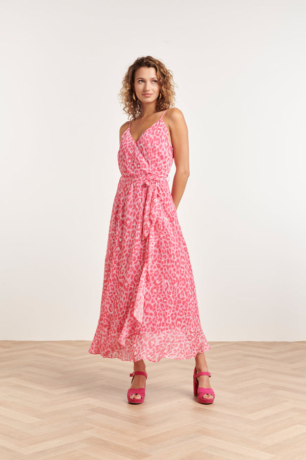 smashed lemon 24300 Maxi Zomerjurk Met Animal Print | Baby Pink-Pink