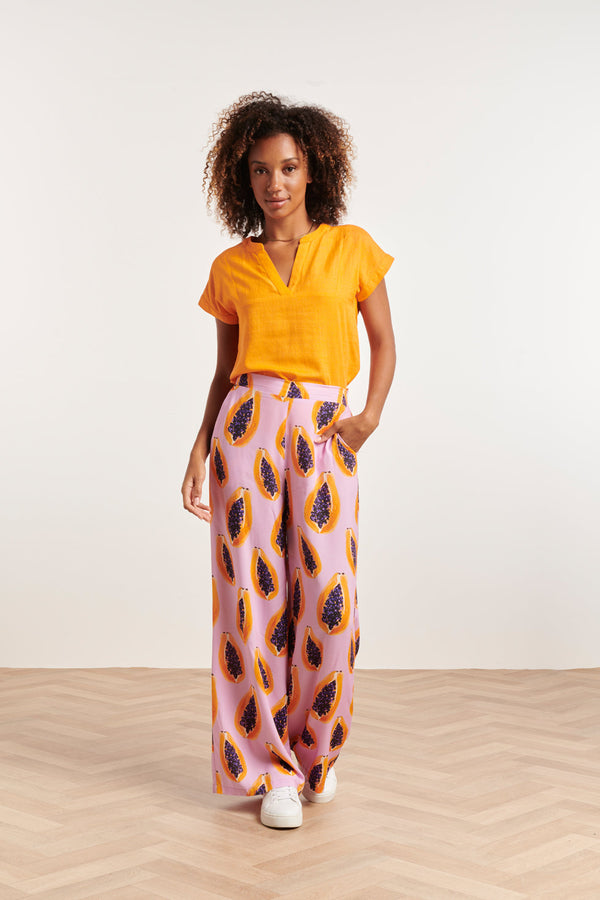 smashed lemon 24326 Lilae Papaya Print Flowy Broek | Lilac-Multicolour