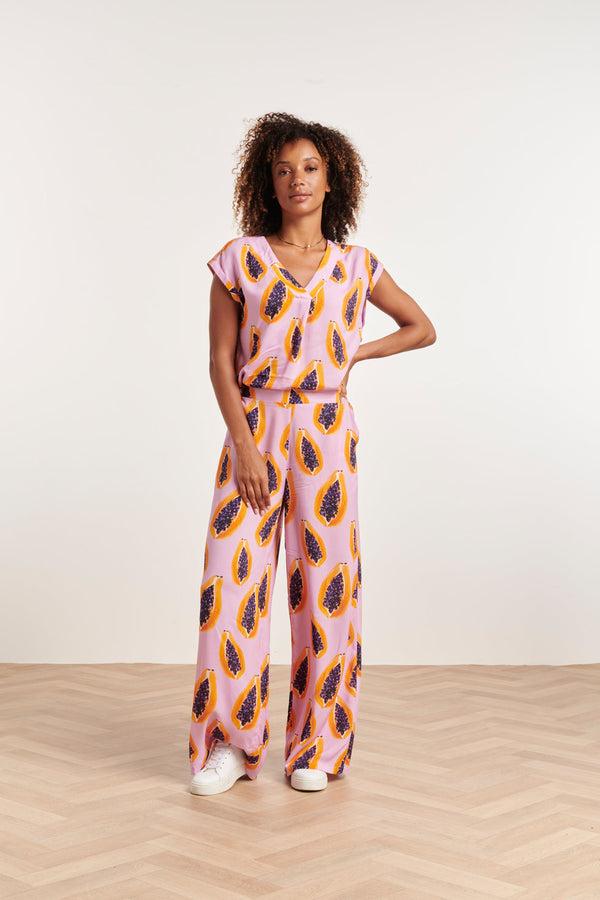 Smashed Lemon 24328 Lilae Papaya Print Top | Lilac-Multicolour