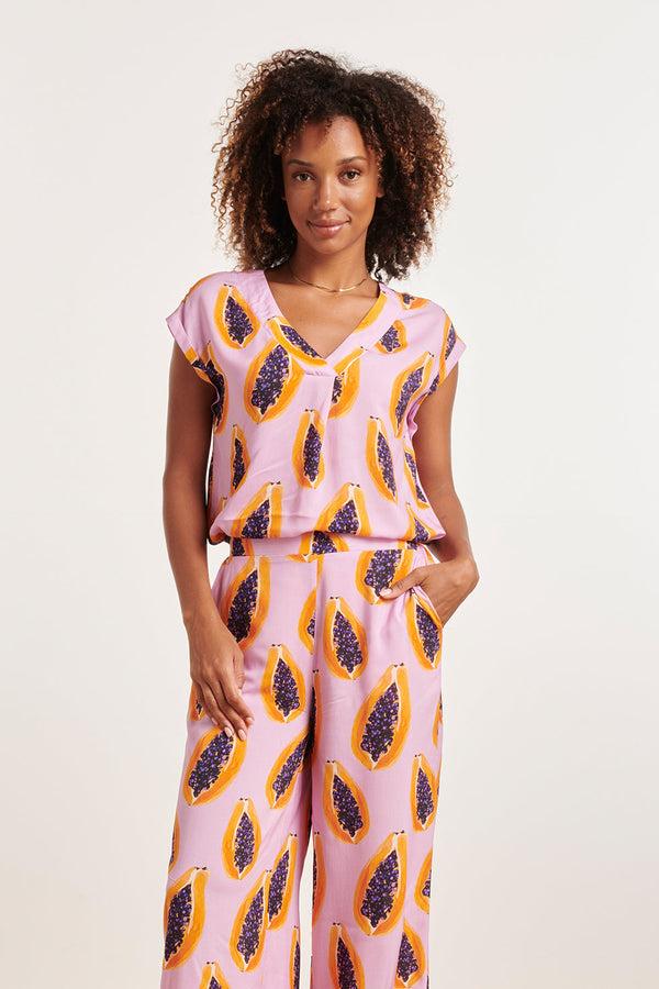 smashed lemon 24328 Lilae Papaya Print Top | Lilac-Multicolour