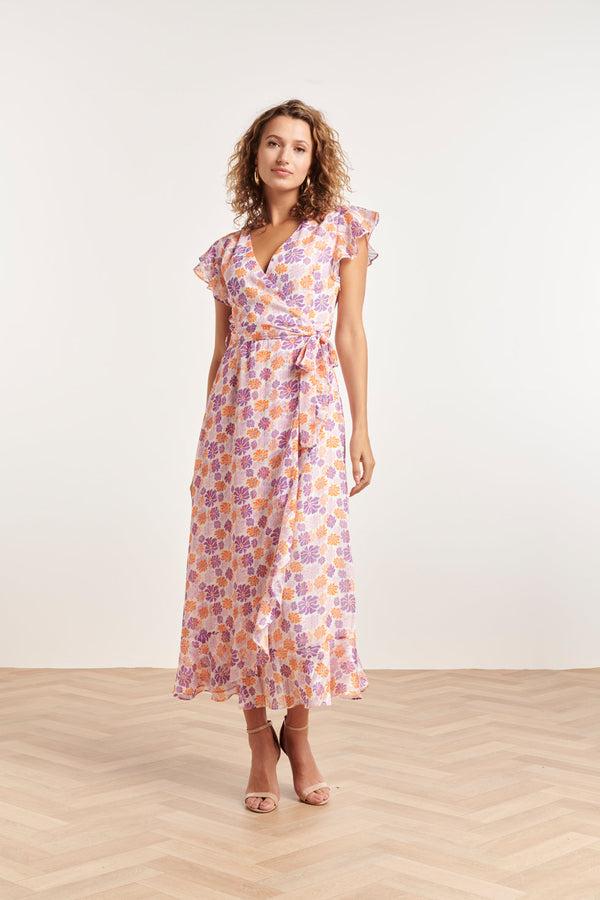 Smashed Lemon 24329 Maxi Wrap Jurk Met Bloemenprint | White-Multicolour