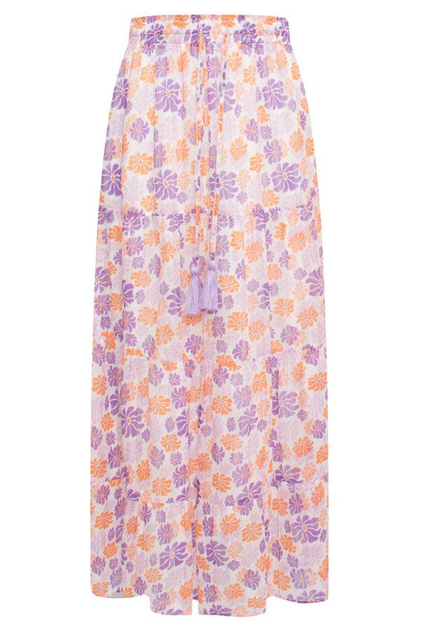 Smashed Lemon 24330 Maxi Rok Met Bloemenprint | White-Multicolour