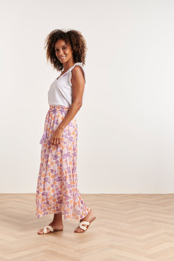 Smashed Lemon 24330 Maxi Rok Met Bloemenprint | White-Multicolour