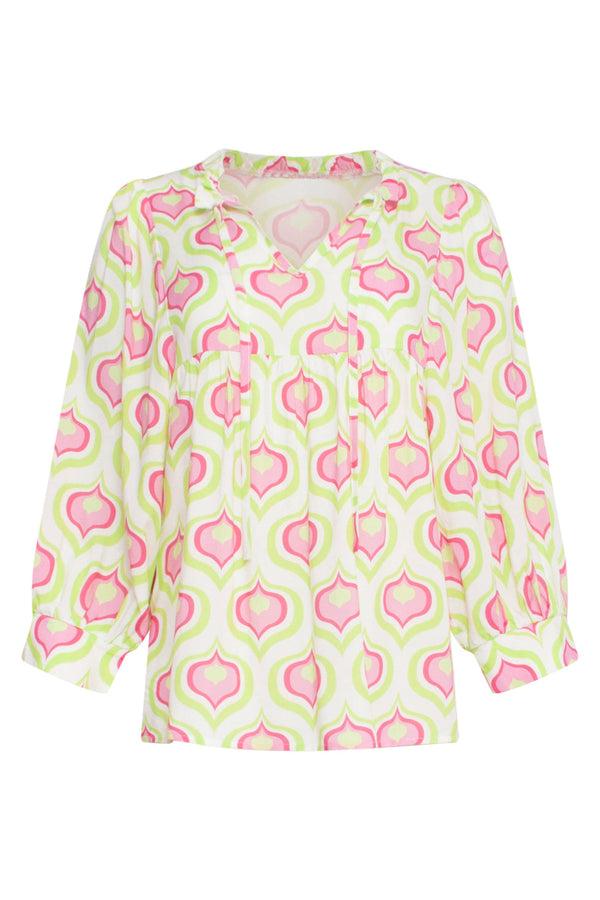 Smashed Lemon 24336 Retro Bedrukte Top | White-Multicolour