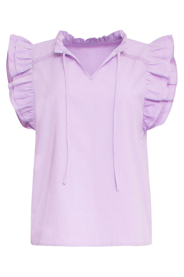 Smashed Lemon 24352 Zachte Lilae Top Met Dubbele Ruchesmouwen | Lilac