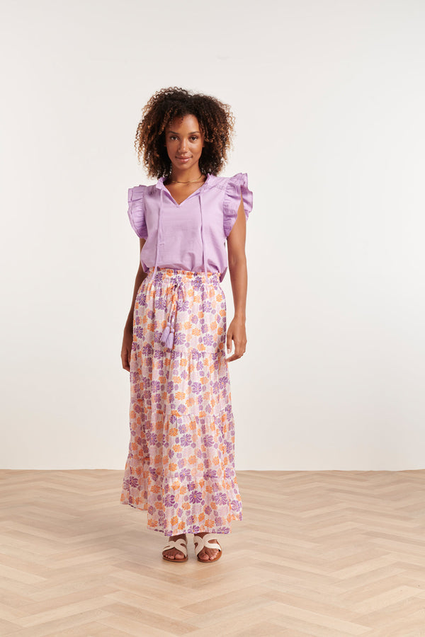 Smashed Lemon 24352 Zachte Lilae Top Met Dubbele Ruchesmouwen | Lilac