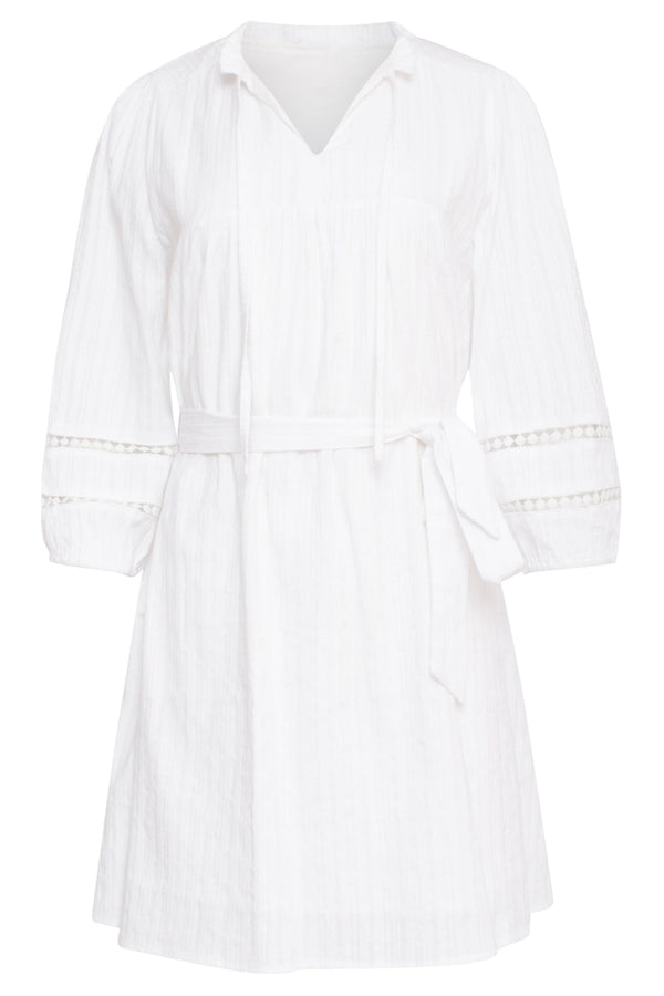 Smashed Lemon 24357 Dames Te Korte Jurk Met Driekwart Mouwengehaakte Tapes | White