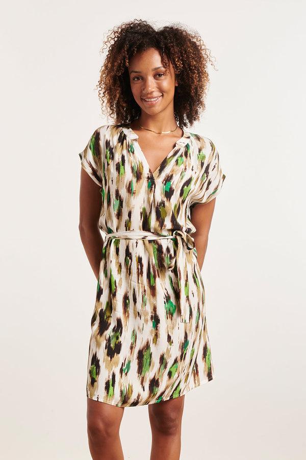 smashed lemon 24364 Dames Te Jurk Met Dieren Print | Off-White-Multicolour