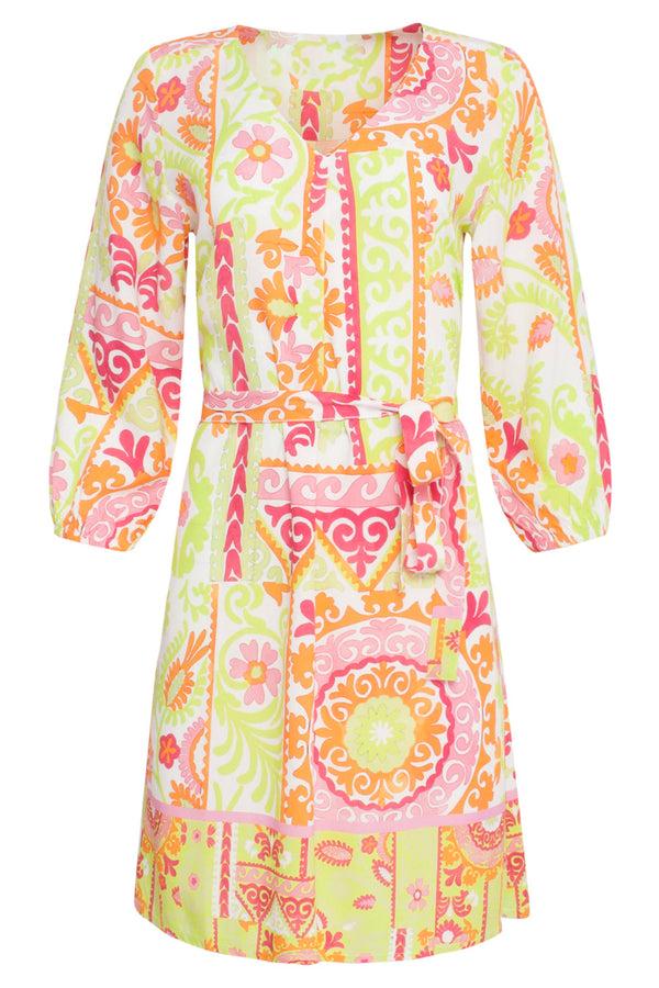 Smashed Lemon 24374 Dames Korte Jurk Met Ornament Print | Muticolour