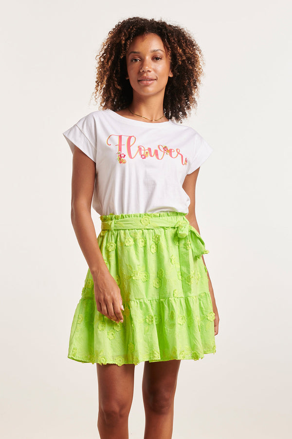 smashed lemon 24386 Dames T-Shirt Met Korte Mouwenbloemenprint | White-Multicolour