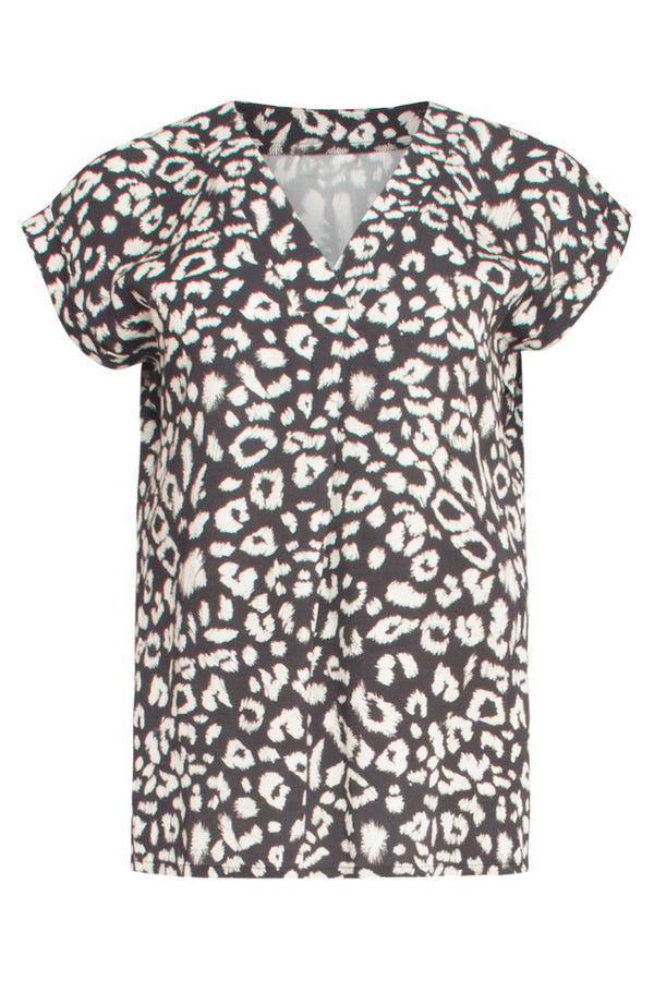 Smashed Lemon 24414 - Animal Print Zomer Top | Black-White