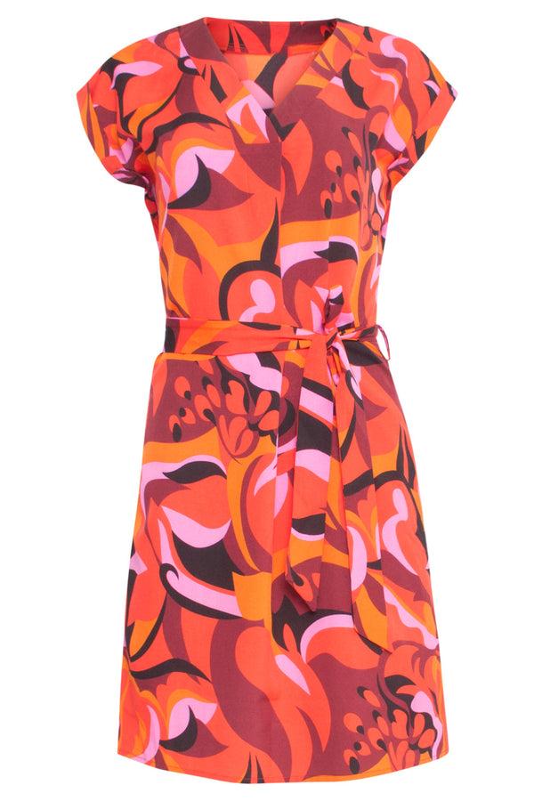 Smashed Lemon 24415 Kort Zomerjurkje Met Abstracte Print | Muticolour