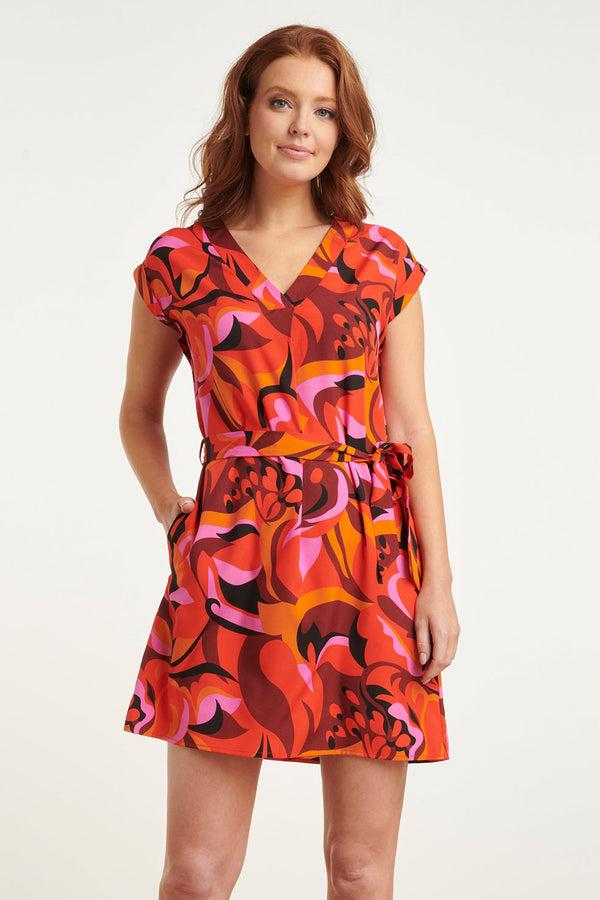 smashed lemon 24415 Kort Zomerjurkje Met Abstracte Print | Muticolour