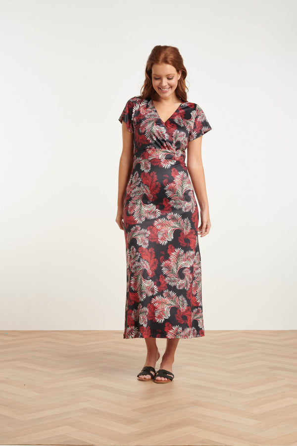 Smashed Lemon 24421 Zomerjurk Met Bladprint - Stretchlicht Aansluitend | Muticolour