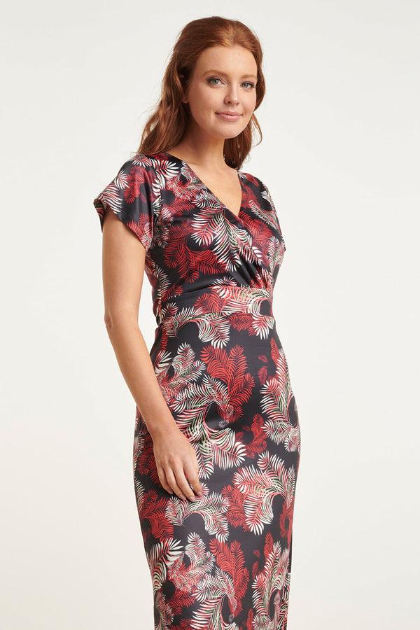 Smashed Lemon 24421 Zomerjurk Met Bladprint - Stretchlicht Aansluitend | Muticolour