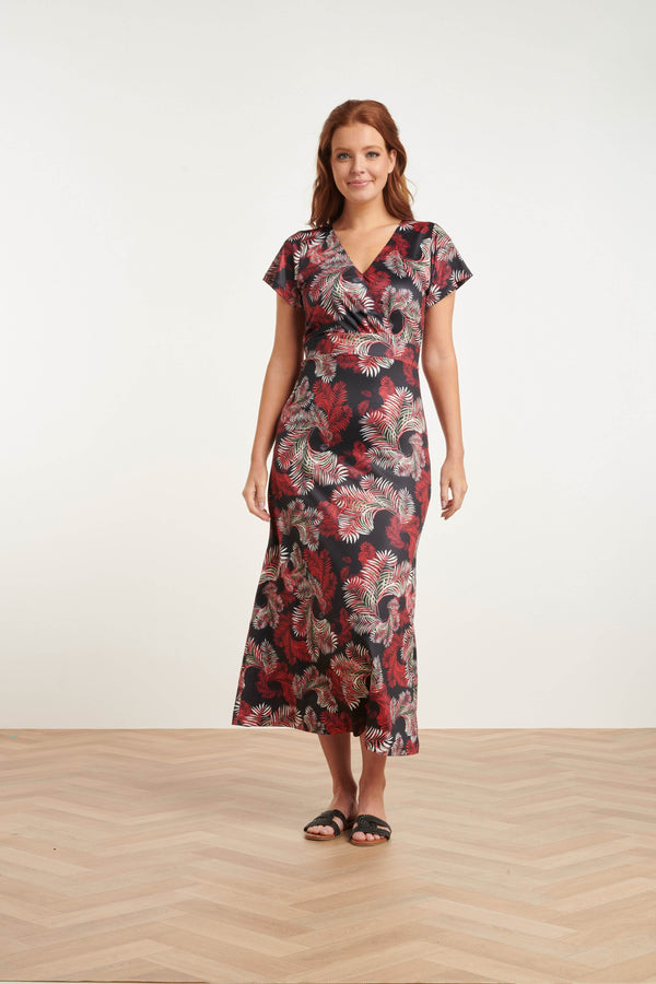 smashed lemon 24421 Zomerjurk Met Bladprint - Stretchlicht Aansluitend | Muticolour