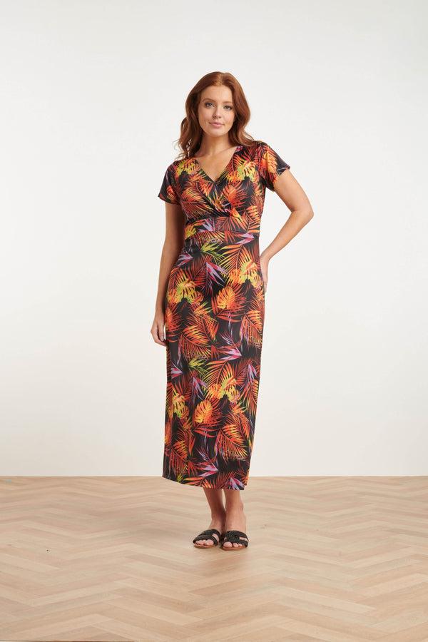 Smashed Lemon 24424 Stretch Zomerjurk Met Bladprint - Trendycomfortabel | Muticolour