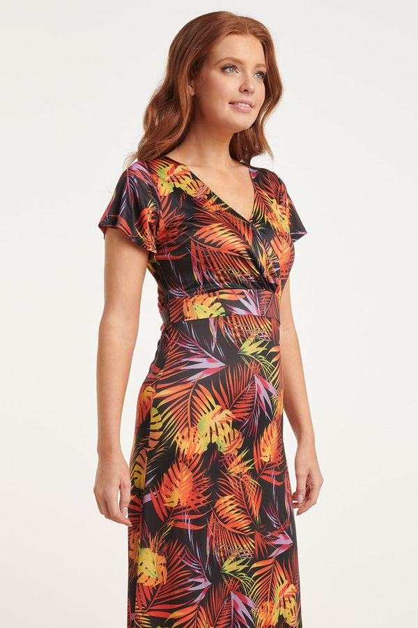 Smashed Lemon 24424 Stretch Zomerjurk Met Bladprint - Trendycomfortabel | Muticolour