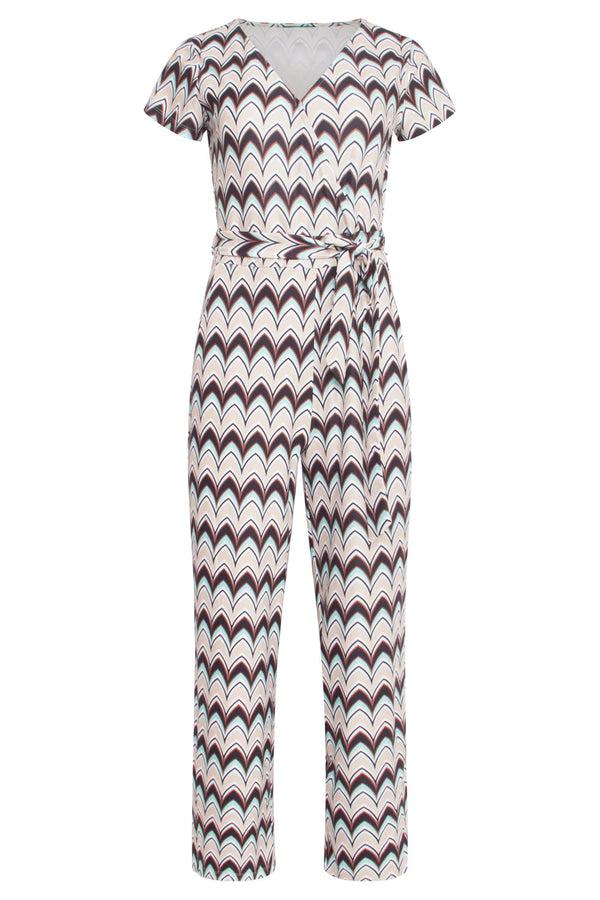Smashed Lemon 24427 Zachte Stretch Grafische Print Zomer Jumpsuit | Muticolour