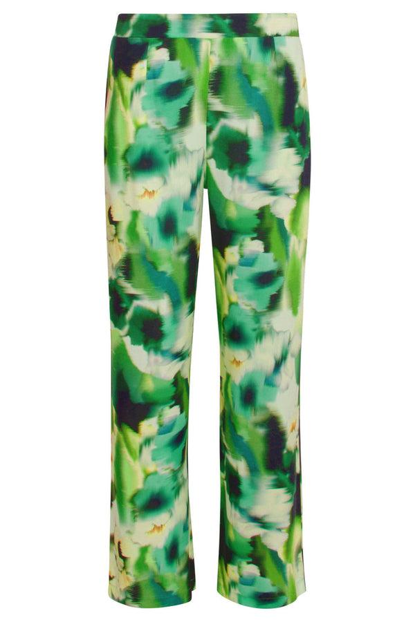 Smashed Lemon 24428 Mashed Lemon Zomer Wijde Broek Met Abstracte Bloemenprint - Tinten | Black-Yellow