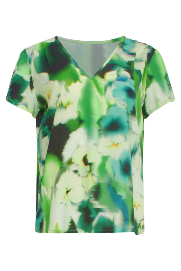 Smashed Lemon 24429 Zomerse Loose Top Met Abstracte Bloemenprint - Tinten | Black-Yellow