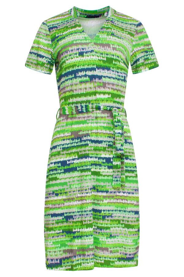 Smashed Lemon 24431 Zacht Stretch Abstract Print Zomerjurk - Tinten | Black-Green