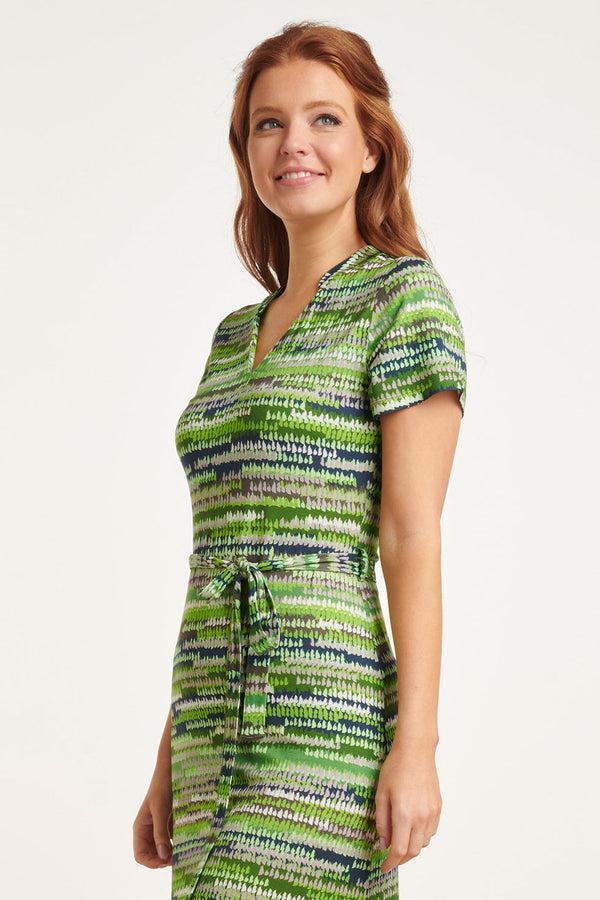 Smashed Lemon 24431 Zacht Stretch Abstract Print Zomerjurk - Tinten | Black-Green
