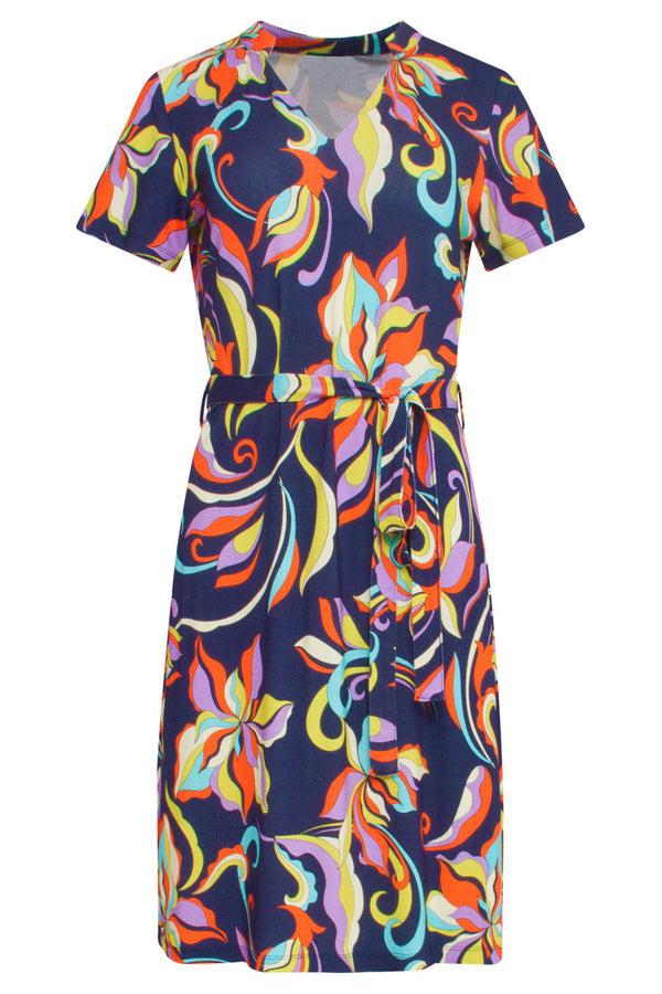 Smashed Lemon 24434 Multi Grafische Bloemenprint Zomerjurkje | Muticolour