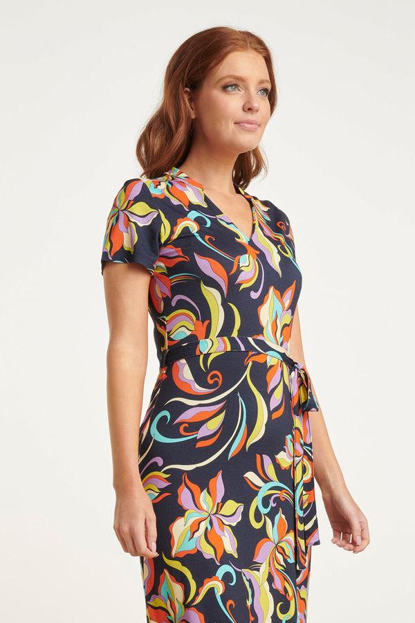 Smashed Lemon 24434 Multi Grafische Bloemenprint Zomerjurkje | Muticolour