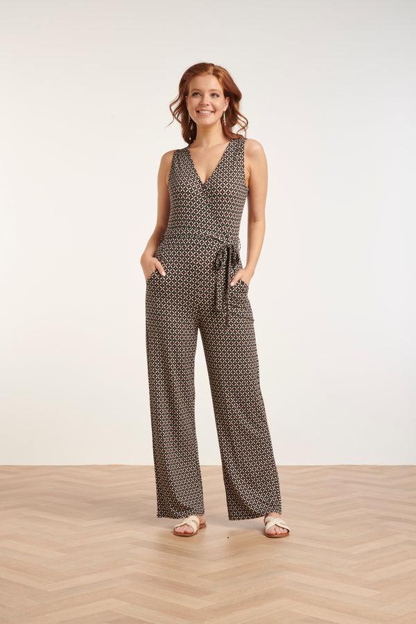 smashed lemon 24439 Donkere Grafische Print Jumpsuit | Muticolour