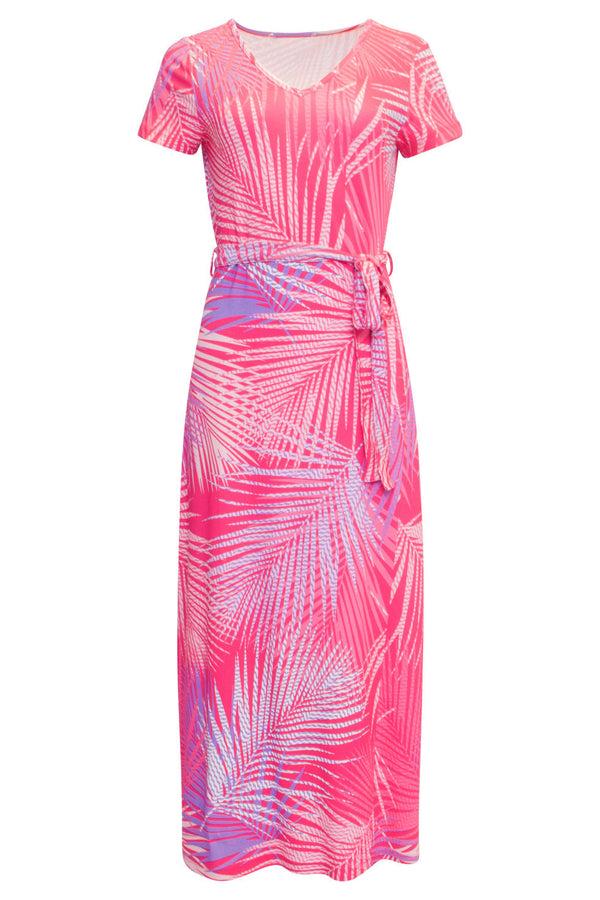 Smashed Lemon 24440 Stretchy Maxi Zomerjurk | Pink-White