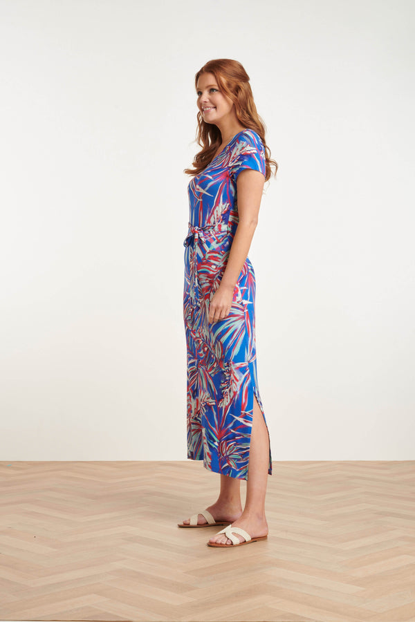 Smashed Lemon 24442 Helder Bladprint Maxi Zomerjurk | Muticolour